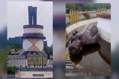 Patung Pahlawan Nasional Tjilik Riwut di Katingan Kalteng roboh